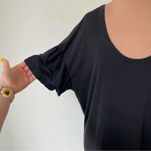 Current Elliott Ruffle Short Sleeve Roadie Washed Black T-Shirt Dress EUC 0/XS - Picture 9 of 12
